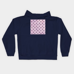 Pretty Plum Christmas Trees & Reindeer Pattern on Pink Peach Ombre Kids Hoodie